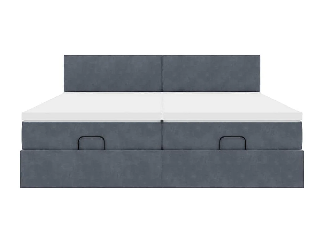 Cadre de lit ottoman avec matelas gris foncé 160x200cm velours