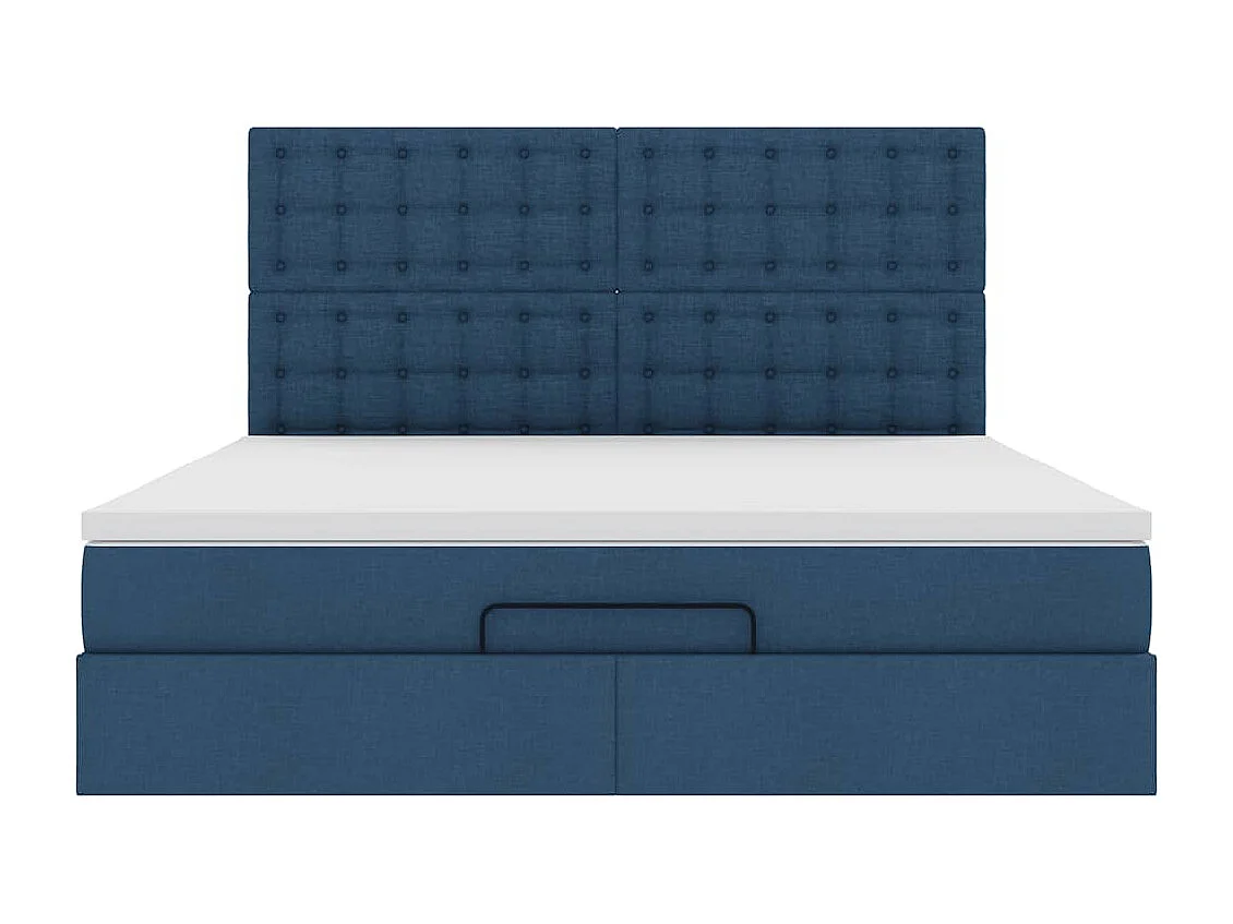 Cadre de lit ottoman avec matelas bleu 160x200 cm tissu
