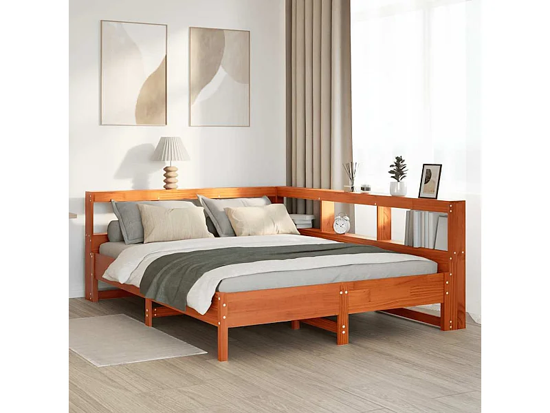 Cama com estante sem colchão 140x190 cm pinho maciço