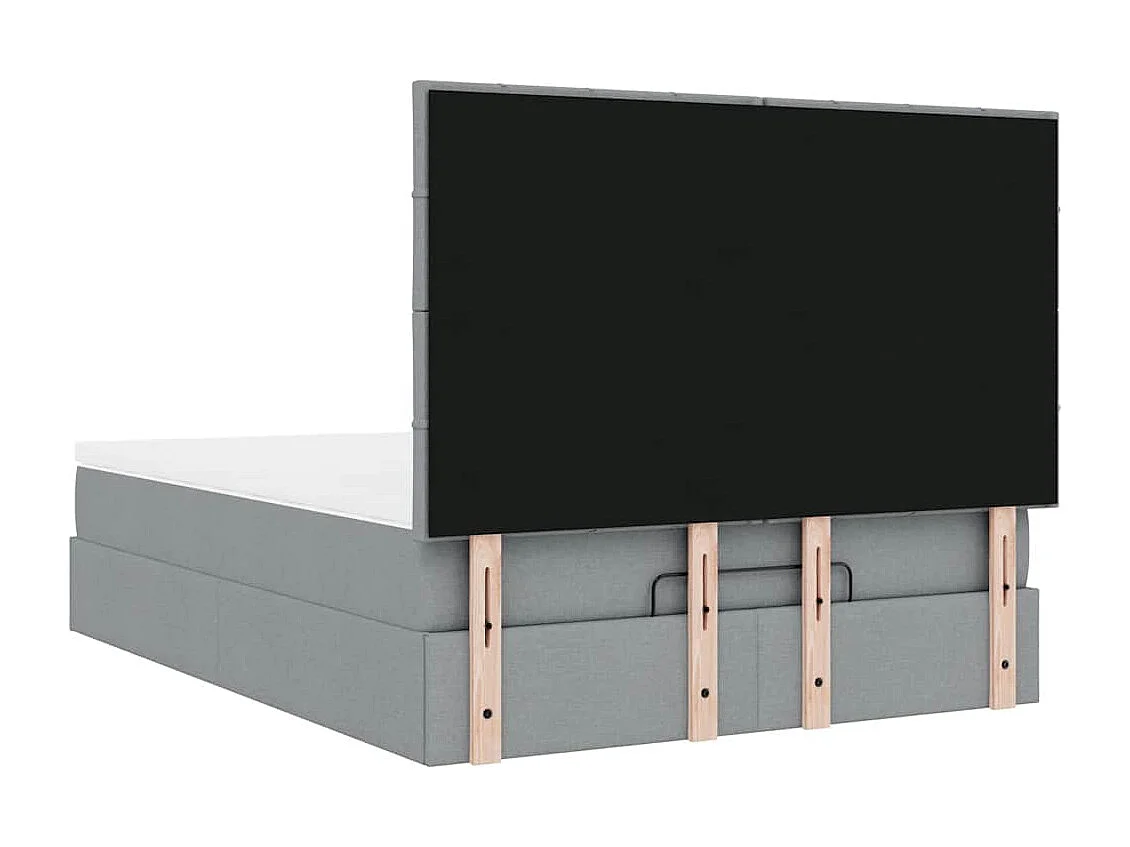 Cadre de lit ottoman et matelas gris clair 140x200 cm tissu