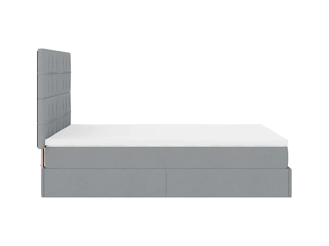 Cadre de lit ottoman et matelas gris clair 140x200 cm tissu