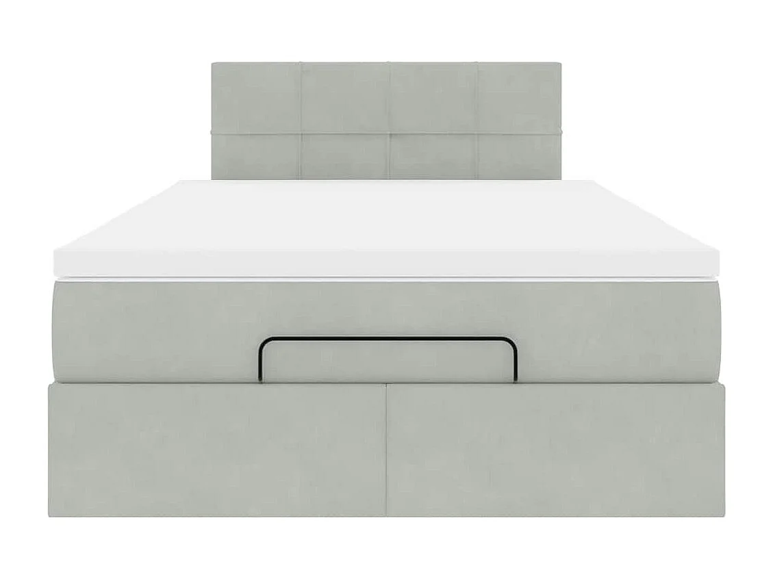 Estrutura de cama otomana com colchão cinza claro Veludo