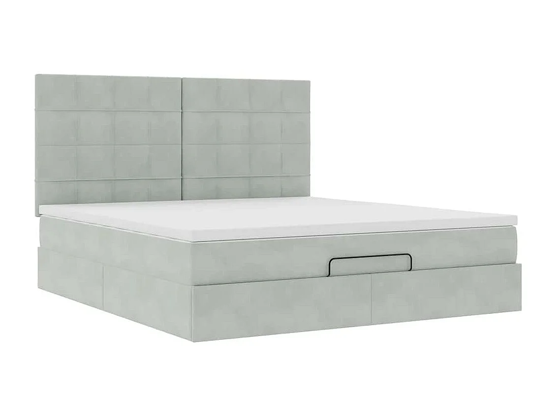 Estrutura cama otomana colchões 180x200cm veludo cinzento claro