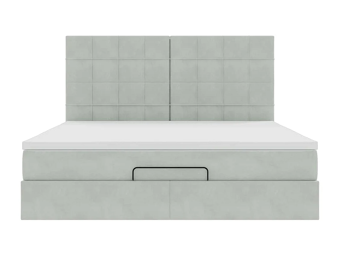 Estrutura cama otomana colchões 180x200cm veludo cinzento claro