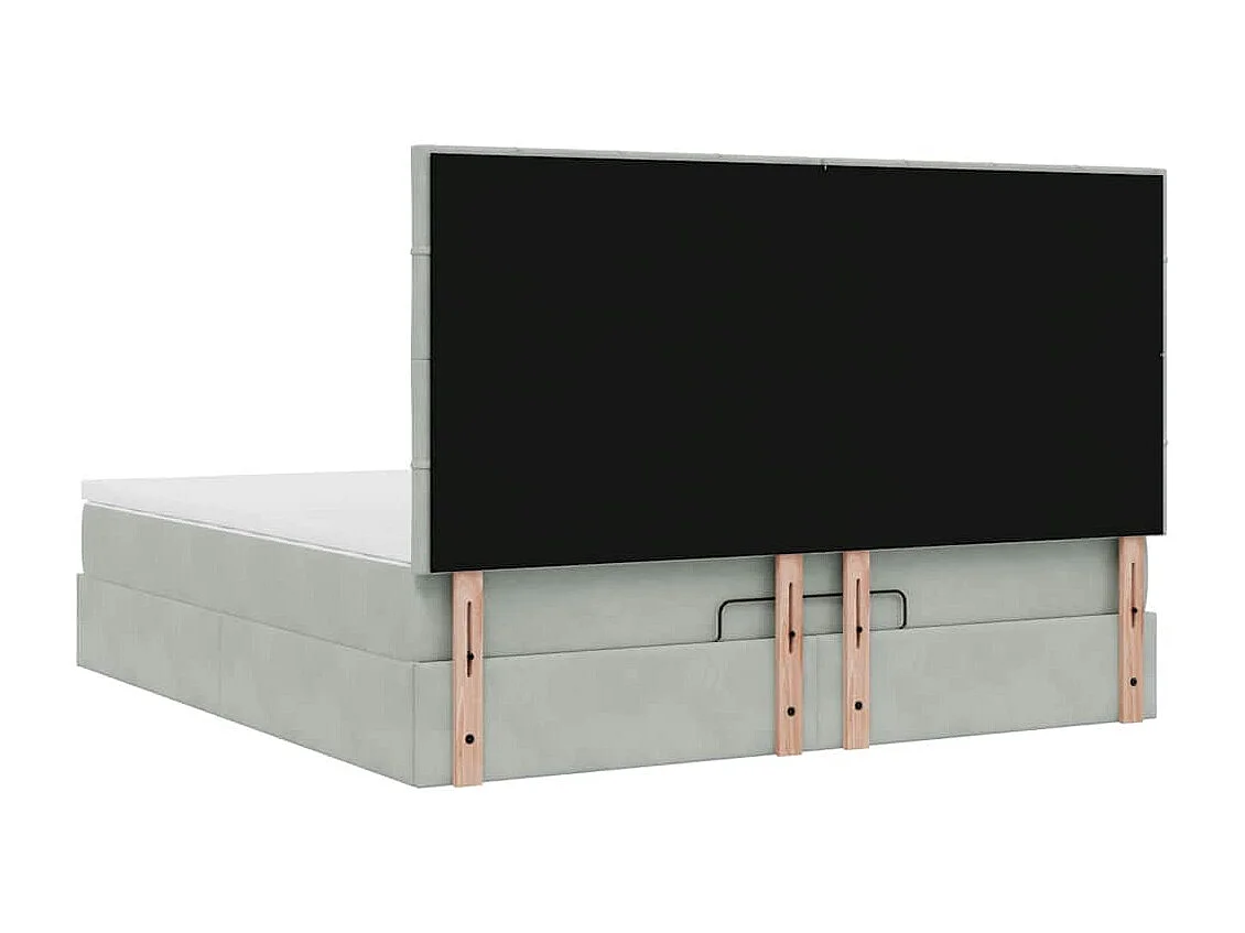 Estrutura cama otomana colchões 180x200cm veludo cinzento claro