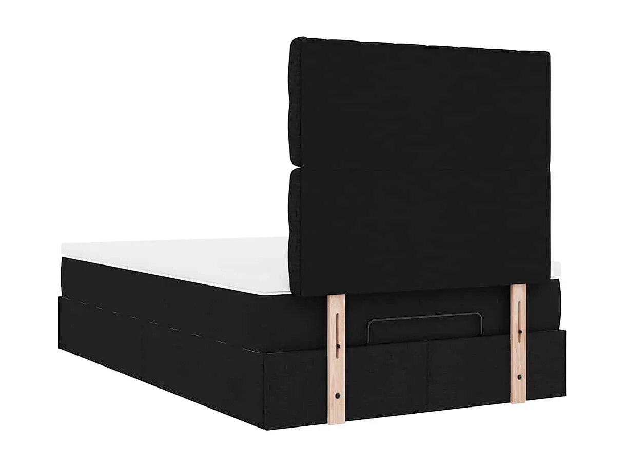 Cadre de lit ottoman avec matelas noir 120x190 cm tissu