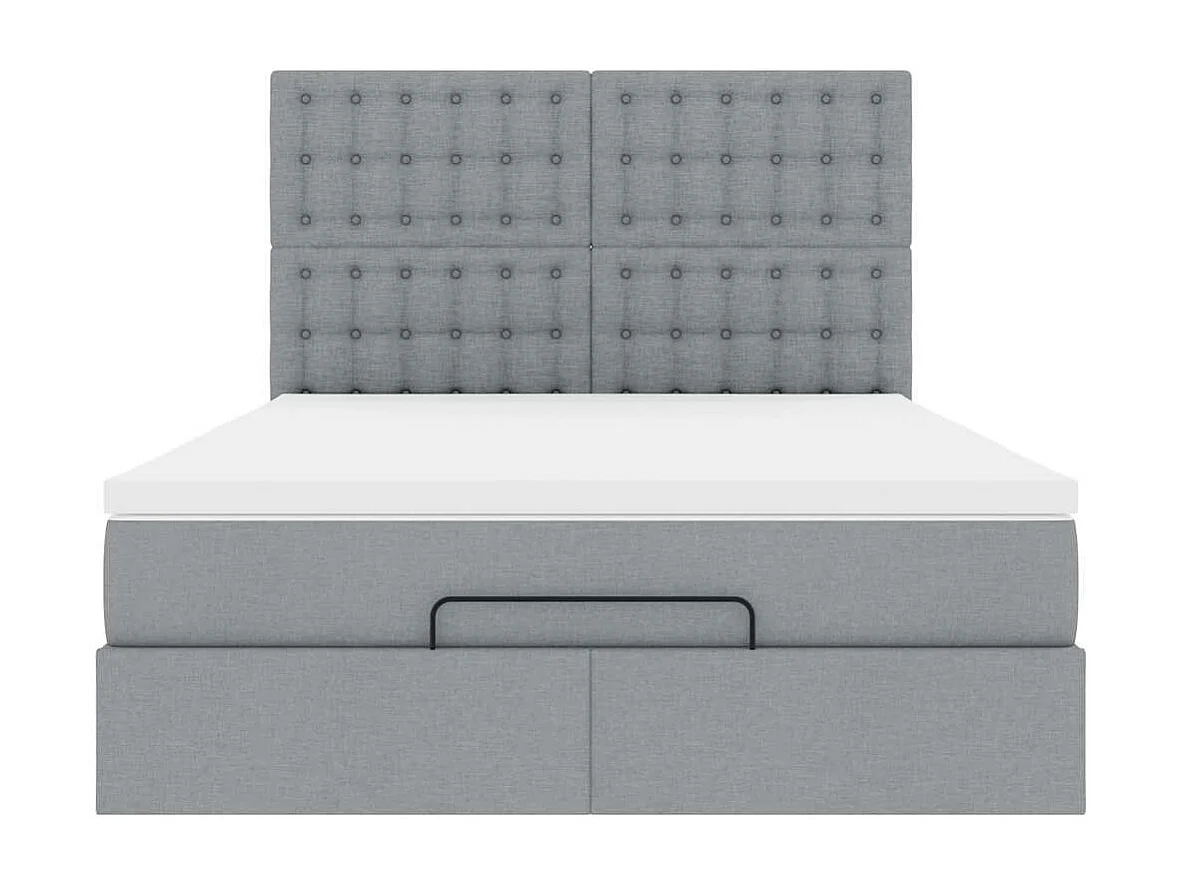 Cadre de lit ottoman et matelas gris clair 140x200 cm tissu