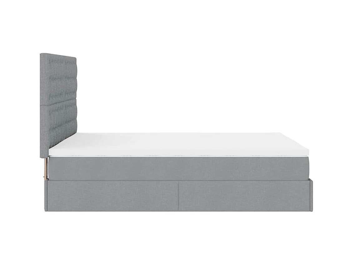 Cadre de lit ottoman et matelas gris clair 140x200 cm tissu