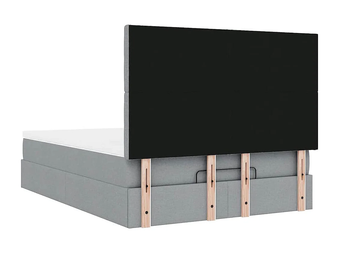 Estrutura cama otomana colchão 140x200cm tecido cinzento claro