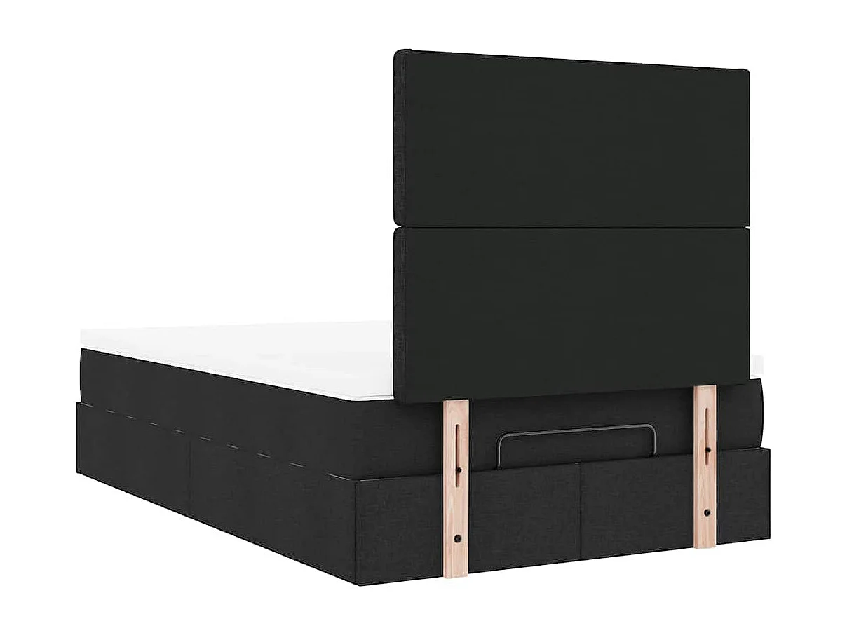 Cadre de lit ottoman avec matelas noir 120x190 cm tissu