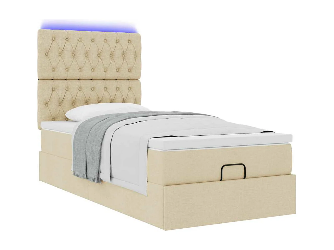 Cadre de lit ottoman avec matelas crème 80x200 cm tissu