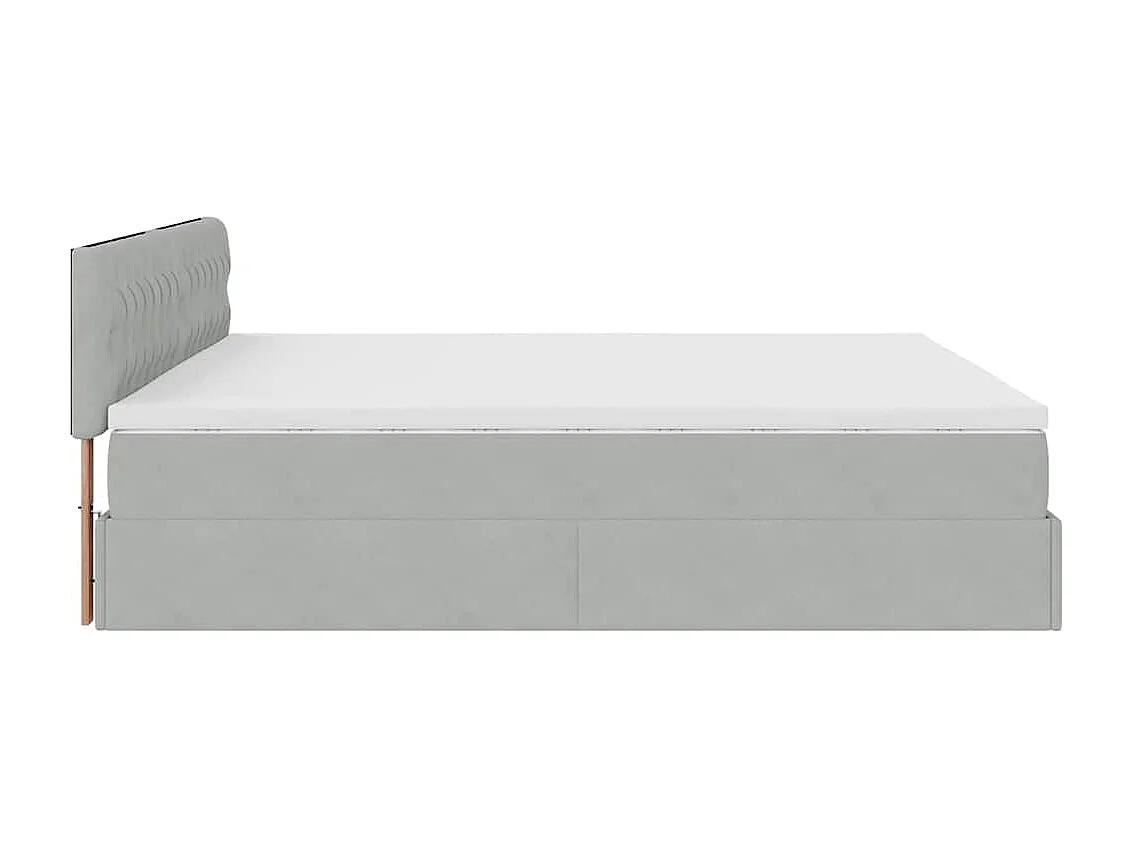 Cadre de lit ottoman avec matelas gris clair 160x200 cm velours