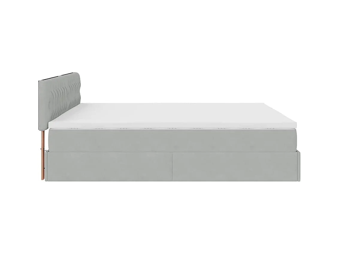 Cadre de lit ottoman avec matelas gris clair 160x200 cm velours