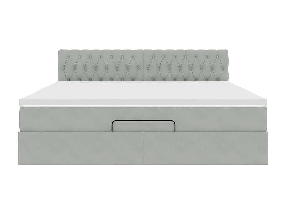 Cadre de lit ottoman avec matelas gris clair 160x200 cm velours