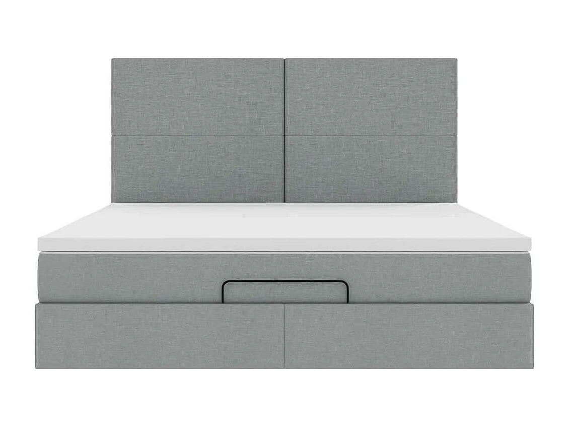 Cadre de lit ottoman et matelas gris clair 180x200 cm tissu