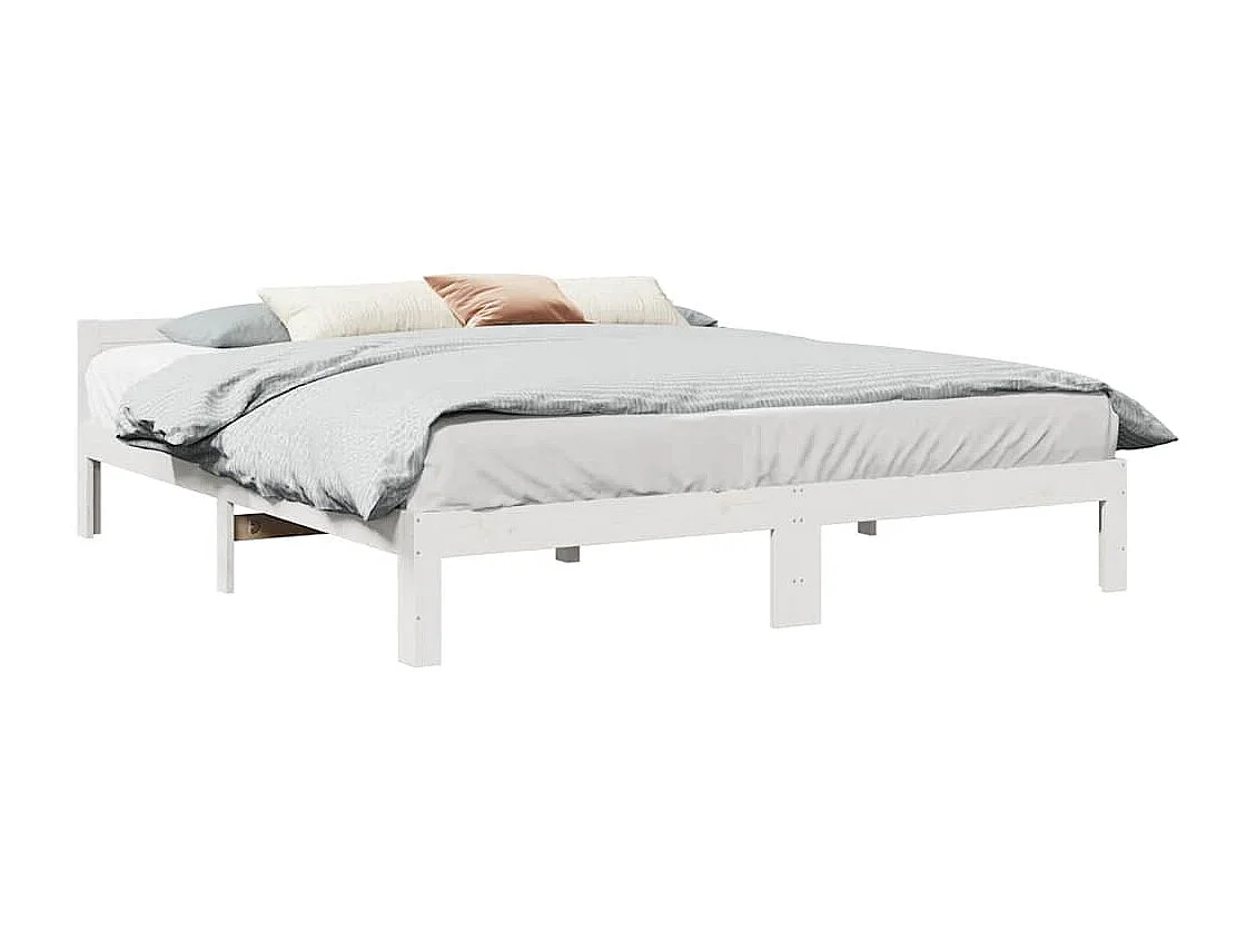 Cama sem colchão 180x200 cm madeira de pinho maciça branco