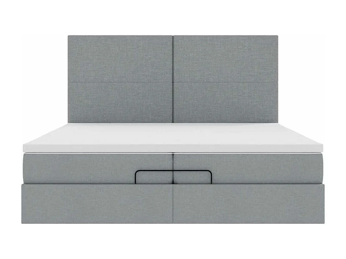 Estrutura de cama otomana com colchões tecido cinzento claro