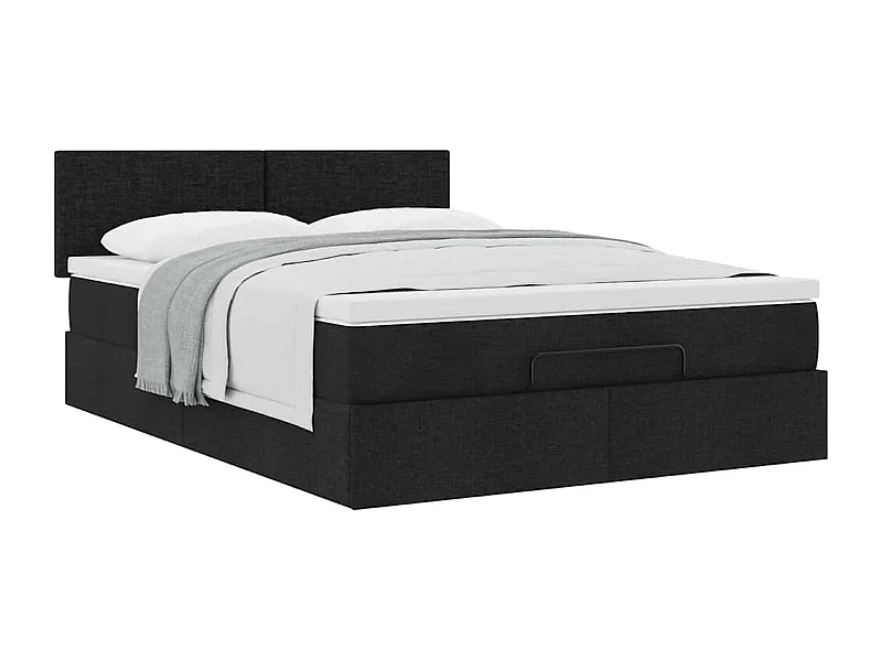 Estrutura de cama otomana com colchão 140x200 cm tecido preto