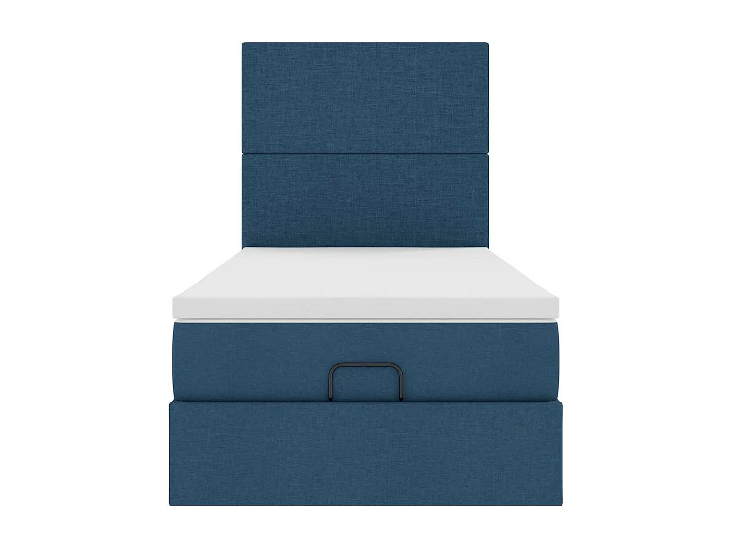 Cadre de lit ottoman avec matelas bleu 100x200 cm tissu
