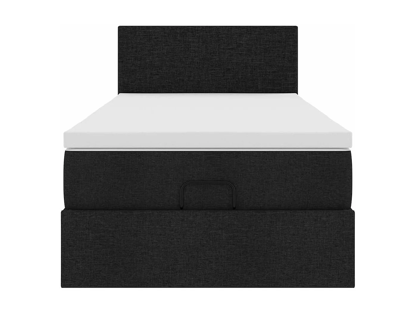Cadre de lit ottoman avec matelas noir 90x190 cm tissu