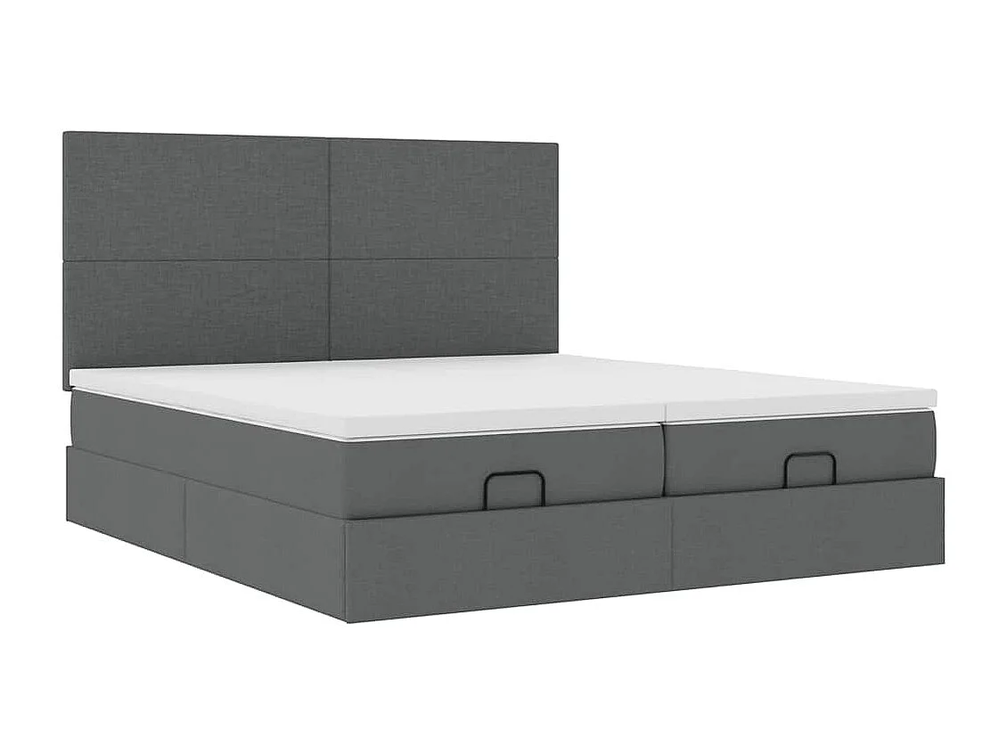 Cadre de lit ottoman avec matelas gris foncé 180x200cm tissu