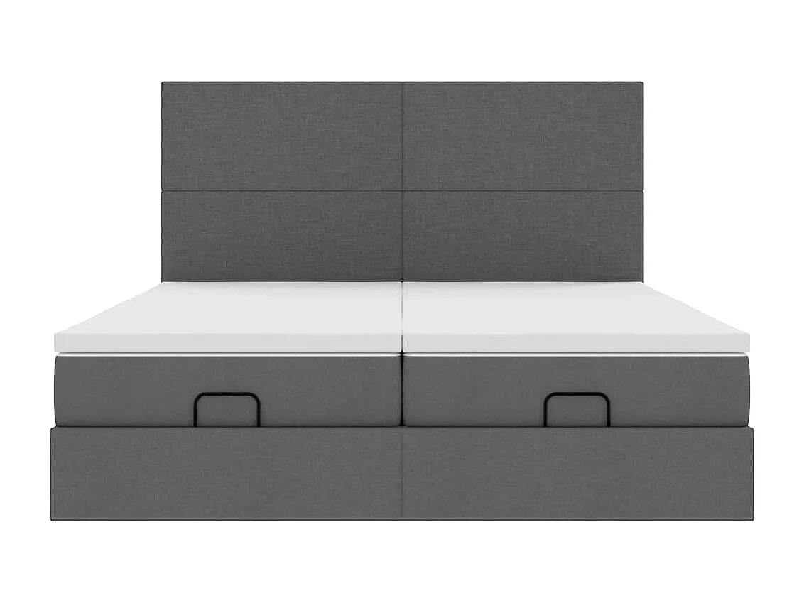 Cadre de lit ottoman avec matelas gris foncé 180x200cm tissu