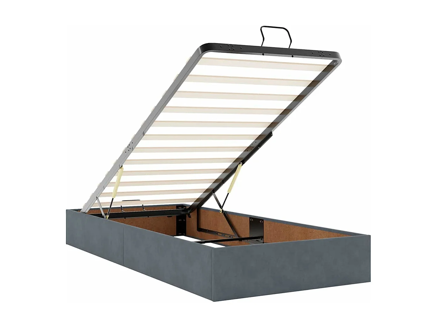 Cadre de lit ottoman avec matelas gris foncé 100x200 cm velours