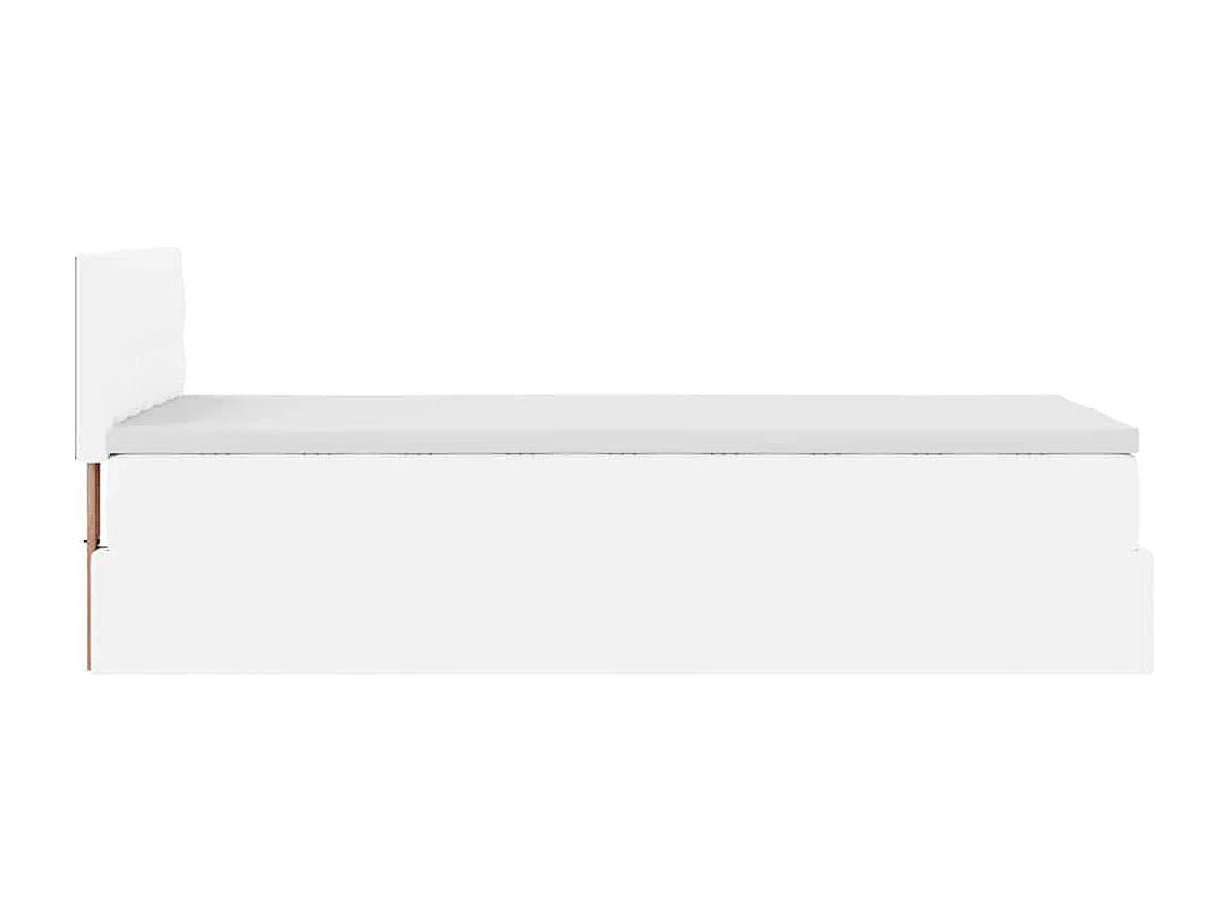 Cadre de lit ottoman avec matelas blanc pur 80x200cm similicuir