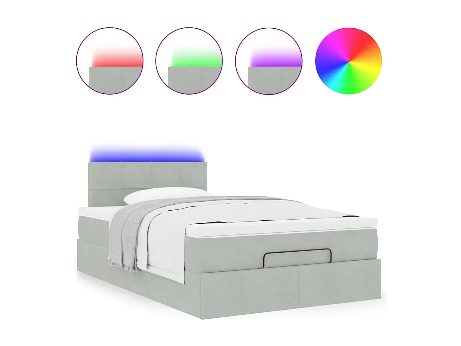 Ottoman bed met matras en LED's 120x200 cm fluweel lichtgrijs