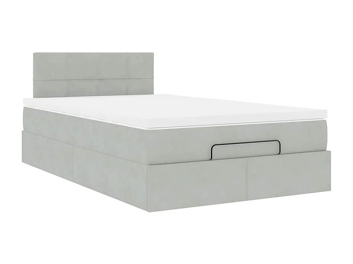 Ottoman bed met matras en LED's 120x200 cm fluweel lichtgrijs