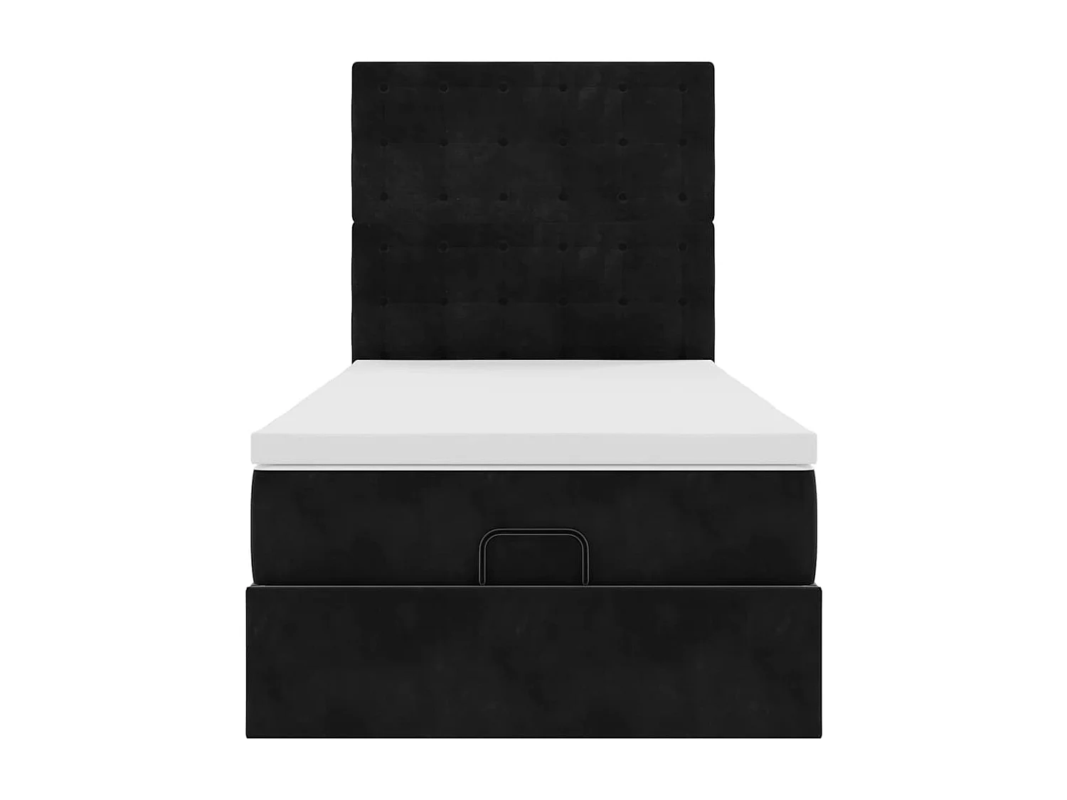 Estrutura de cama otomana com colchões preto veludo