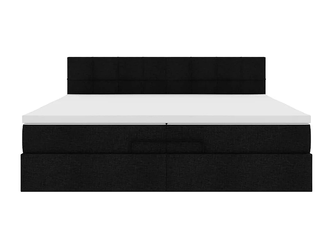 Cadre de lit ottoman avec matelas noir 200x200 cm tissu