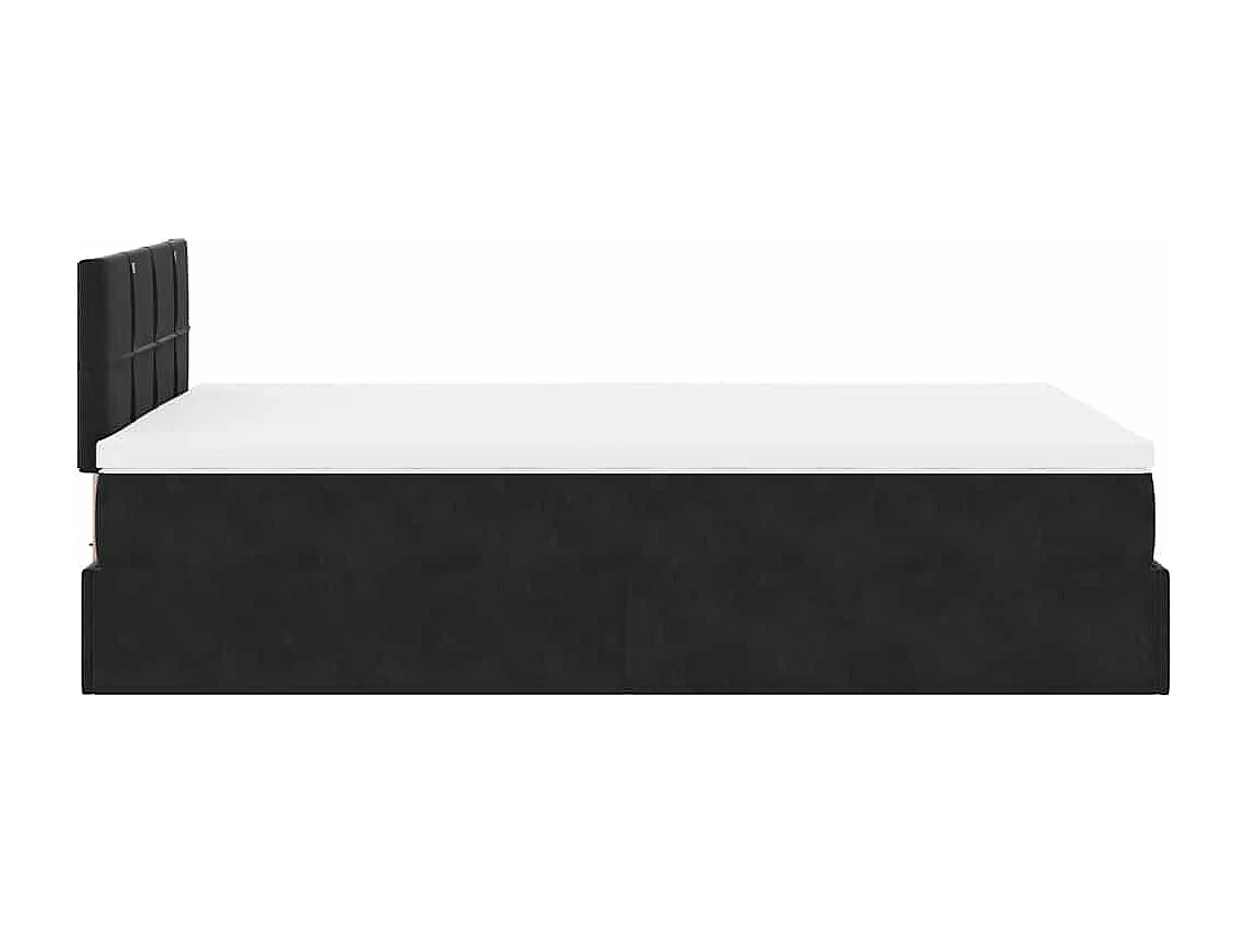 Cadre de lit ottoman avec matelas noir 120x200 cm velours