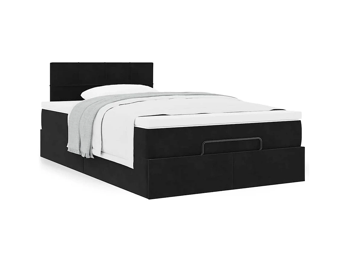 Ottoman bed met matras 120x200cm fluweel zwart
