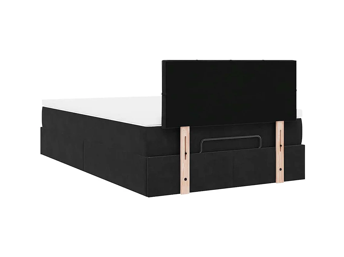 Cadre de lit ottoman avec matelas noir 120x200 cm velours