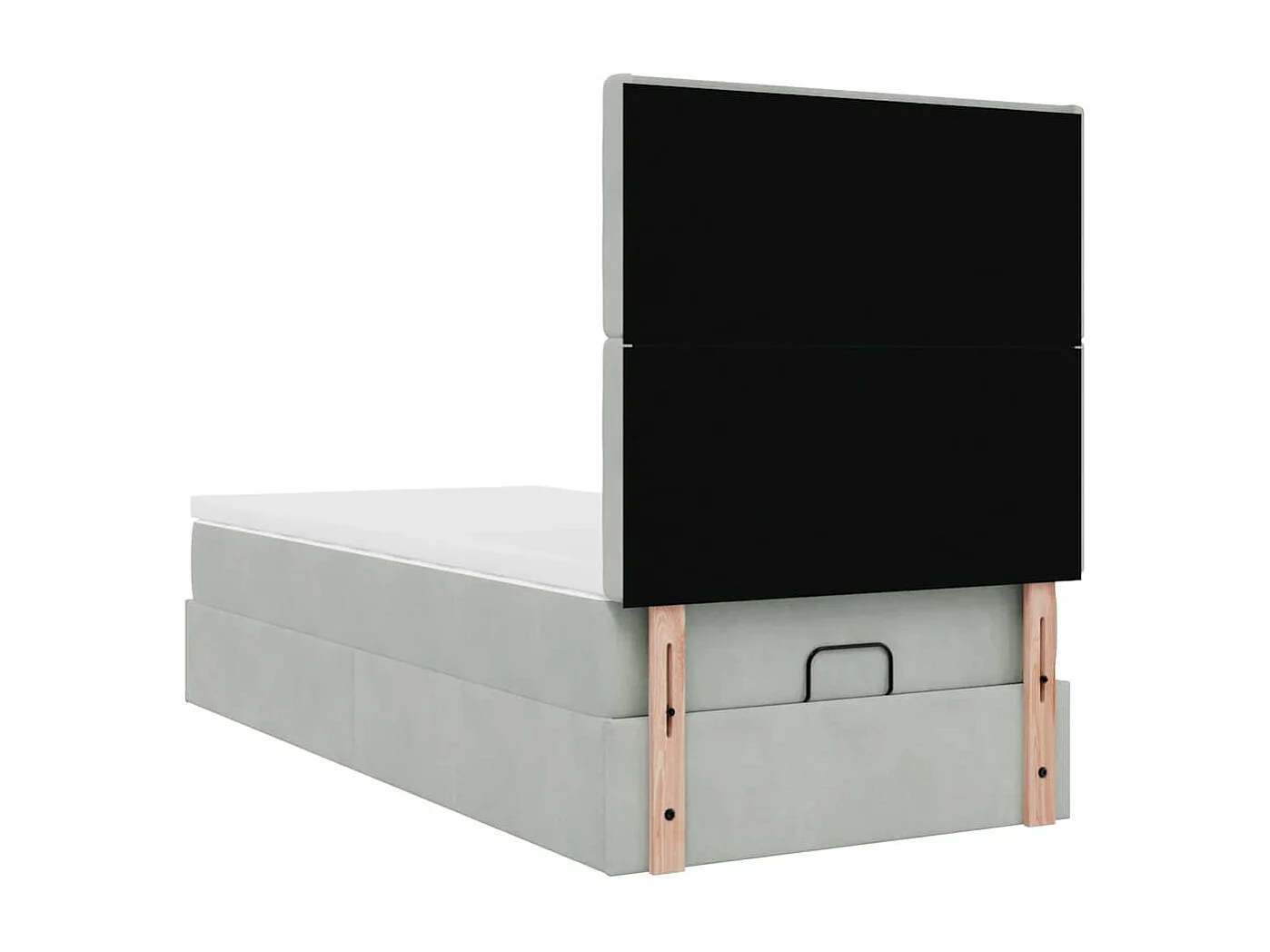 Cadre de lit ottoman et matelas gris clair 90x190 cm velours