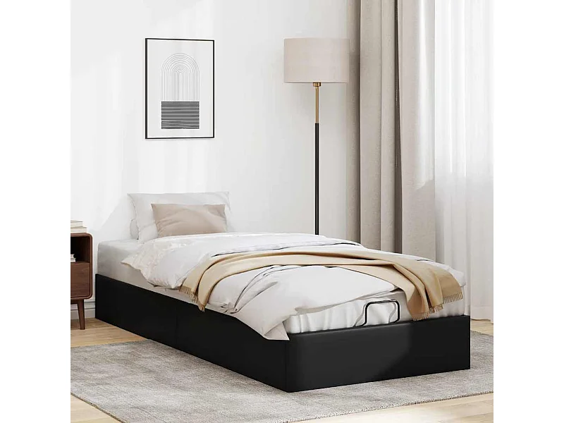 Cadre de lit ottoman sans matelas noir 100x200 cm similicuir