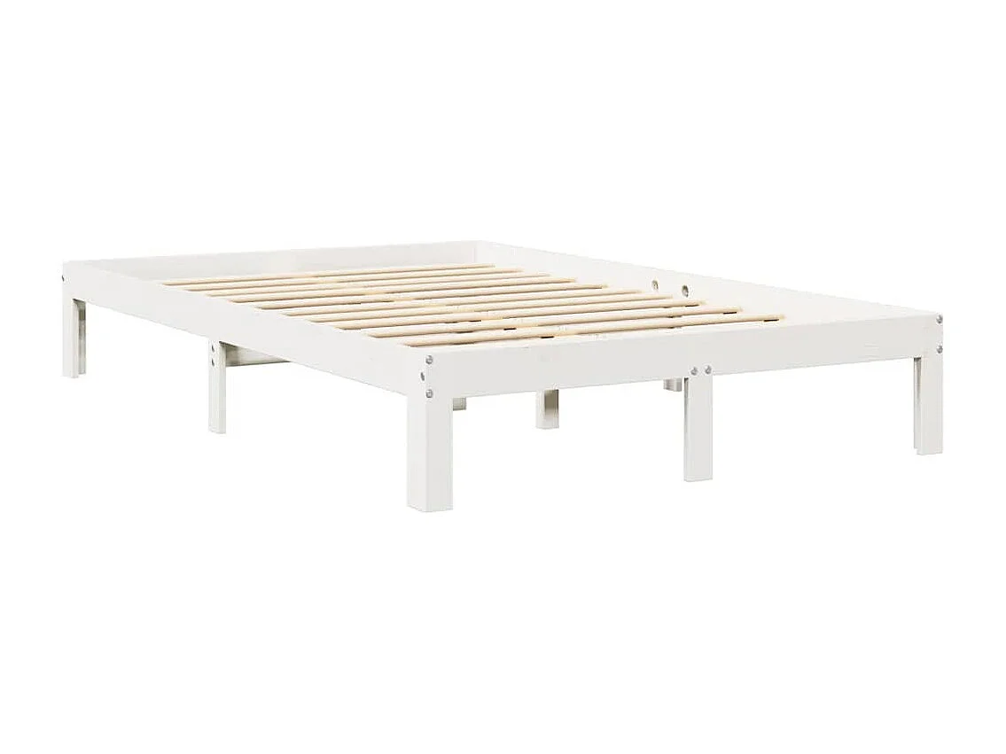 Lit bibliothèque sans matelas blanc 135x190 cm bois pin massif
