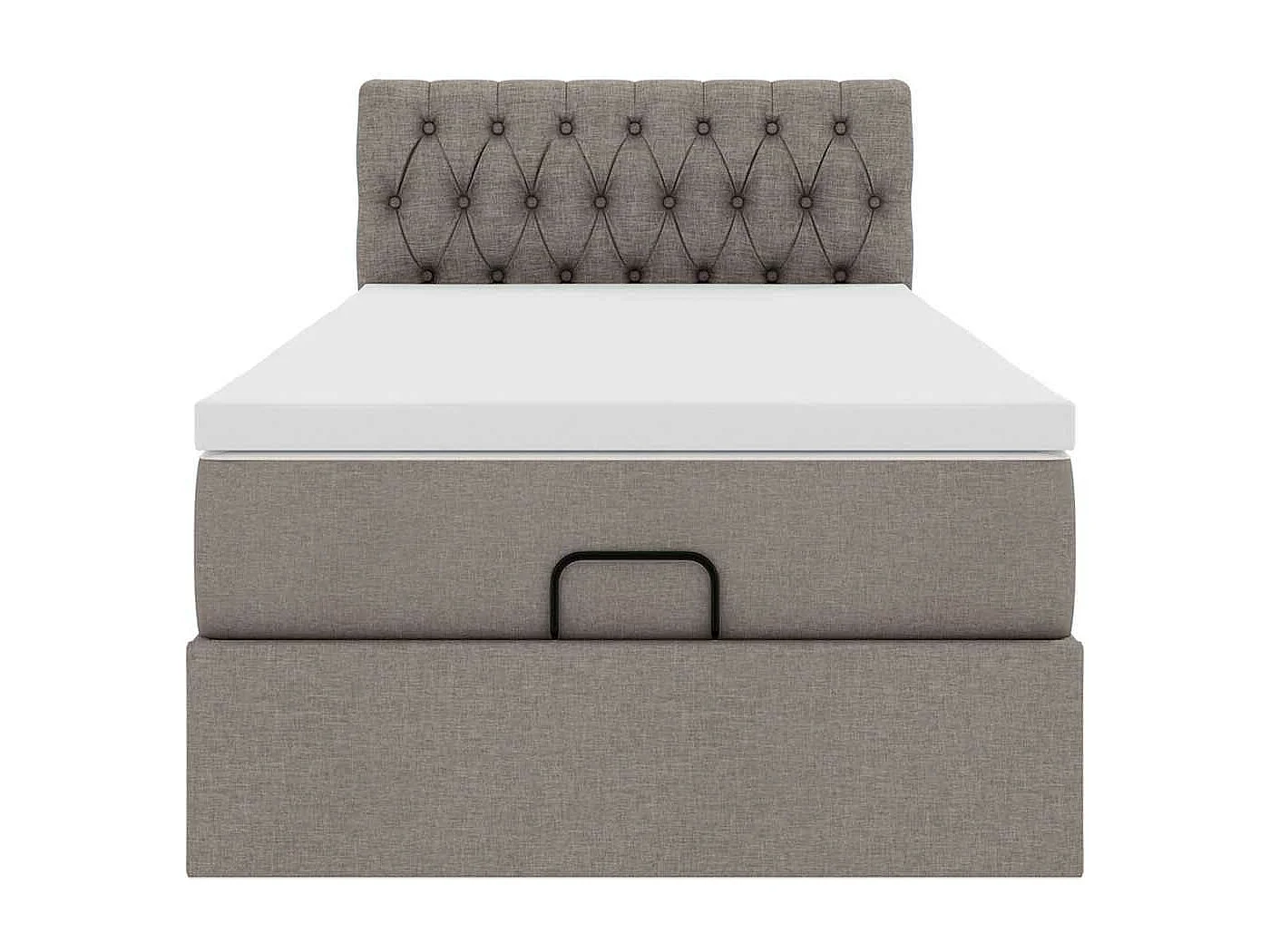 Estructura de cama otomana colchón tela gris pardo 90x190cm