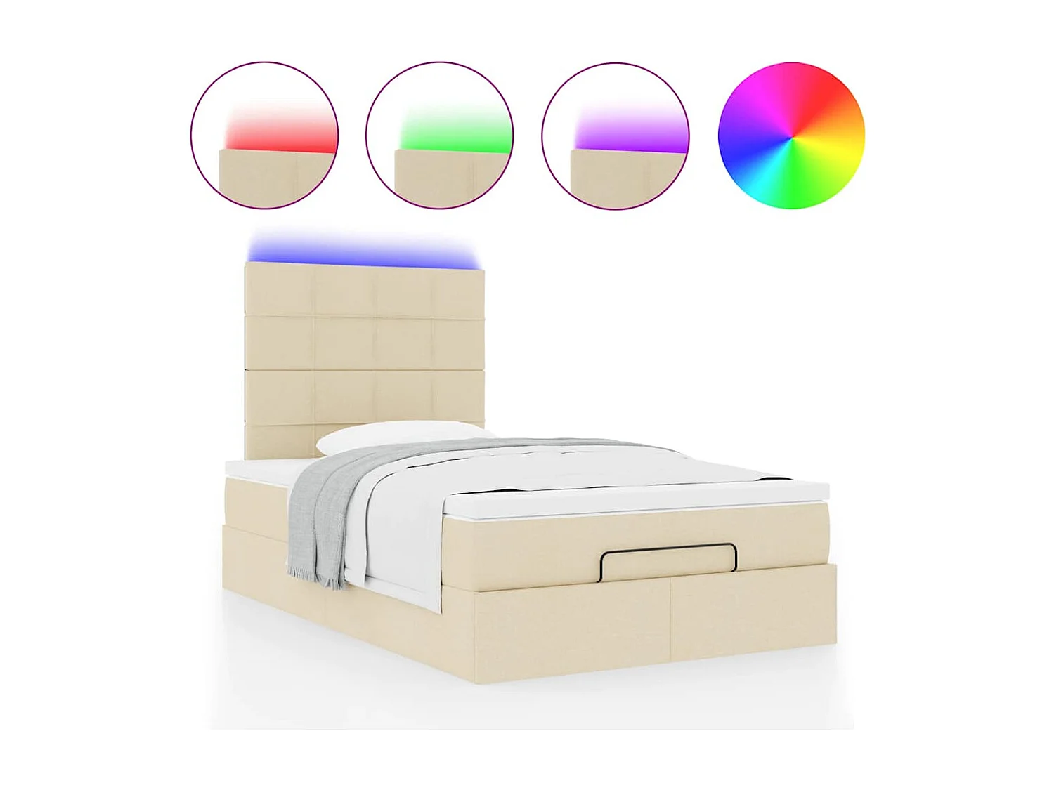 Cadre de lit ottoman avec matelas crème 120x200cm tissu