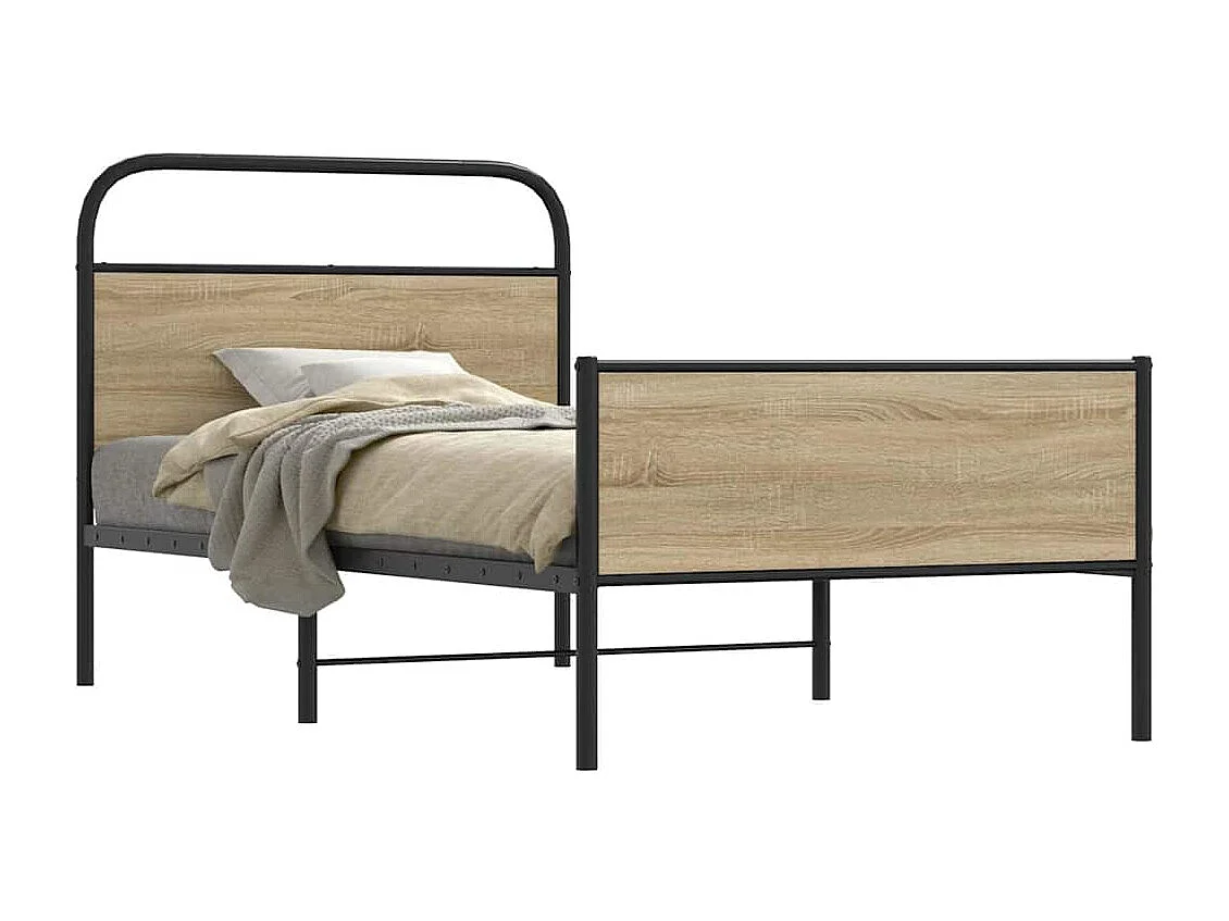 Estructura de cama sin colchón 90x190 cm madera roble Sonoma