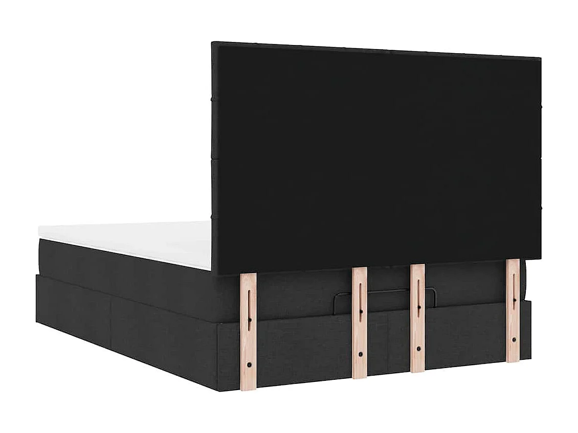 Cadre de lit ottoman avec matelas noir 140x200 cm tissu