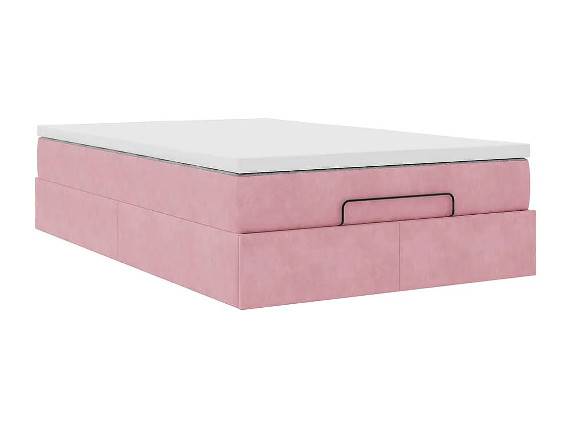 Estructura de cama otomana colchón terciopelo rosa 120x200cm