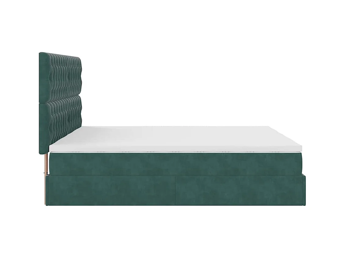 Cadre de lit ottoman avec matelas vert foncé 160x200 cm velours