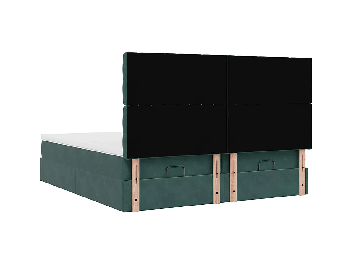Cadre de lit ottoman avec matelas vert foncé 160x200 cm velours
