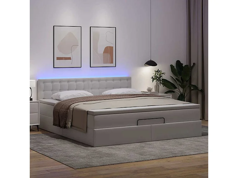 Estrutura de cama otomana com colchão 180x200 cm branco puro