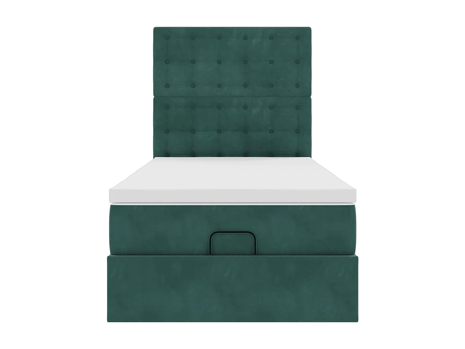 Cadre de lit ottoman avec matelas vert foncé 90x190 cm velours