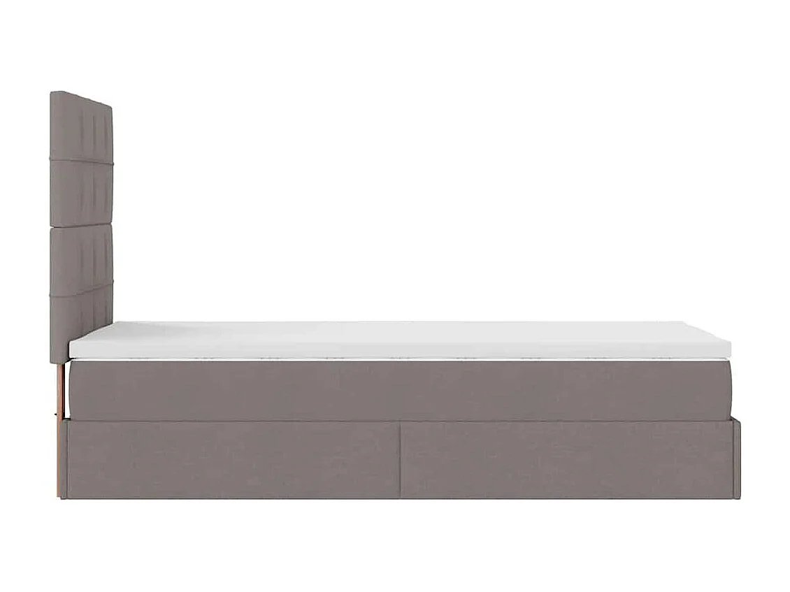 Cadre de lit ottoman avec matelas taupe 100x200 cm tissu