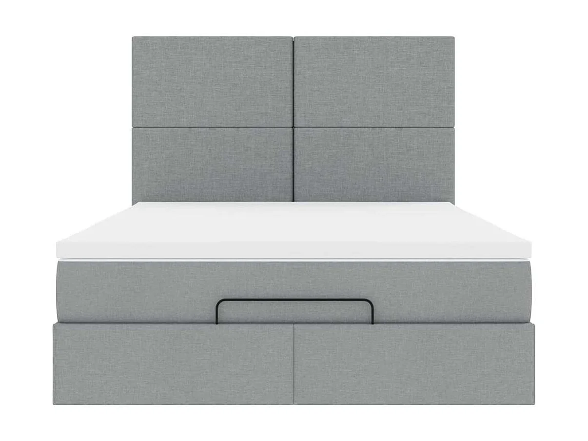 Estructura cama otomana colchón tela gris claro 140x200cm