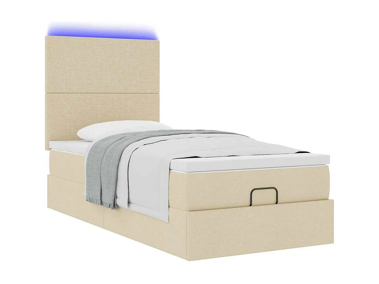 Cadre de lit ottoman avec matelas crème 80x200 cm tissu